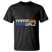 Harris Walz T Shirt LGBT Rainbow Flag Retro Faded Stripes - Wonder Print Shop