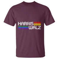 Harris Walz T Shirt LGBT Rainbow Flag Retro Faded Stripes - Wonder Print Shop
