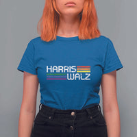 Harris Walz T Shirt For Women LGBT Rainbow Flag Retro Faded Stripes - Wonder Print Shop