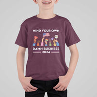 Harris Walz T Shirt For Kid Mind Your Own Damn Business 2024 American Flag Rainbow LGBT - Wonder Print Shop