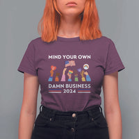 Harris Walz T Shirt For Women Mind Your Own Damn Business 2024 American Flag Rainbow LGBT - Wonder Print Shop