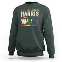 Harris Walz 2024 Sweatshirt Peace Love Equality Hope Diversity Vintage LGBT Rainbow Flag - Wonder Print Shop