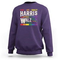 Harris Walz 2024 Sweatshirt Peace Love Equality Hope Diversity Vintage LGBT Rainbow Flag - Wonder Print Shop