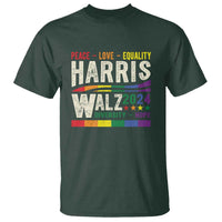 Harris Walz 2024 T Shirt Peace Love Equality Hope Diversity Vintage LGBT Rainbow Flag - Wonder Print Shop