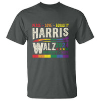 Harris Walz 2024 T Shirt Peace Love Equality Hope Diversity Vintage LGBT Rainbow Flag - Wonder Print Shop