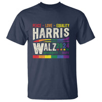 Harris Walz 2024 T Shirt Peace Love Equality Hope Diversity Vintage LGBT Rainbow Flag - Wonder Print Shop