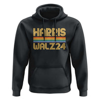 Harris Walz'24 Hoodie Retro Rainbow Stripes LGBT Flag US Presidential Election 2024 - Wonder Print Shop
