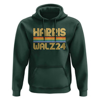 Harris Walz'24 Hoodie Retro Rainbow Stripes LGBT Flag US Presidential Election 2024 - Wonder Print Shop