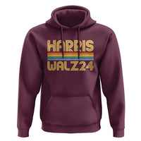 Harris Walz'24 Hoodie Retro Rainbow Stripes LGBT Flag US Presidential Election 2024 - Wonder Print Shop