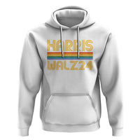 Harris Walz'24 Hoodie Retro Rainbow Stripes LGBT Flag US Presidential Election 2024 - Wonder Print Shop