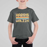 Harris Walz'24 T Shirt For Kid Retro Rainbow Stripes LGBT Flag US Presidential Election 2024 - Wonder Print Shop