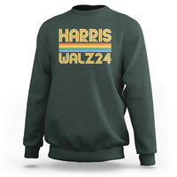 Harris Walz'24 Sweatshirt Retro Rainbow Stripes LGBT Flag US Presidential Election 2024 - Wonder Print Shop