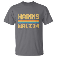 Harris Walz'24 T Shirt Retro Rainbow Stripes LGBT Flag US Presidential Election 2024 - Wonder Print Shop