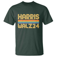 Harris Walz'24 T Shirt Retro Rainbow Stripes LGBT Flag US Presidential Election 2024 - Wonder Print Shop