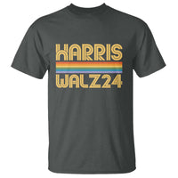 Harris Walz'24 T Shirt Retro Rainbow Stripes LGBT Flag US Presidential Election 2024 - Wonder Print Shop