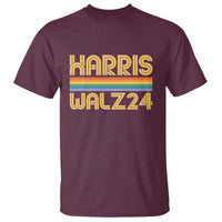 Harris Walz'24 T Shirt Retro Rainbow Stripes LGBT Flag US Presidential Election 2024 - Wonder Print Shop