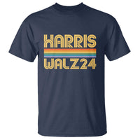 Harris Walz'24 T Shirt Retro Rainbow Stripes LGBT Flag US Presidential Election 2024 - Wonder Print Shop