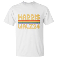Harris Walz'24 T Shirt Retro Rainbow Stripes LGBT Flag US Presidential Election 2024 - Wonder Print Shop
