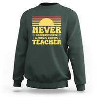 Harris Walz Sweatshirt Never Underestimate A Public School Teacher Sunshine Coconut Tree - Wonder Print Shop