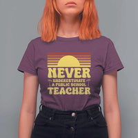 Harris Walz T Shirt For Women Never Underestimate A Public School Teacher Sunshine Coconut Tree - Wonder Print Shop