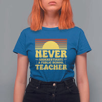 Harris Walz T Shirt For Women Never Underestimate A Public School Teacher Sunshine Coconut Tree - Wonder Print Shop