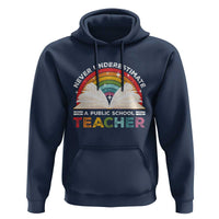 Tim Walz Hoodie Never Underestimate A Public School Teacher Rainbow Book - Wonder Print Shop