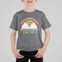 Tim Walz T Shirt For Kid Never Underestimate A Public School Teacher Rainbow Book - Wonder Print Shop