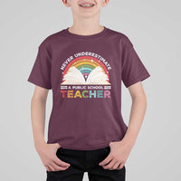 Tim Walz T Shirt For Kid Never Underestimate A Public School Teacher Rainbow Book - Wonder Print Shop