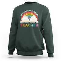 Tim Walz Sweatshirt Never Underestimate A Public School Teacher Rainbow Book - Wonder Print Shop