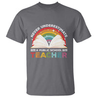 Tim Walz T Shirt Never Underestimate A Public School Teacher Rainbow Book - Wonder Print Shop