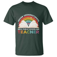 Tim Walz T Shirt Never Underestimate A Public School Teacher Rainbow Book - Wonder Print Shop