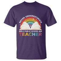 Tim Walz T Shirt Never Underestimate A Public School Teacher Rainbow Book - Wonder Print Shop