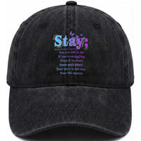 Suicide Prevention Awareness Washed Cotton Baseball Cap Stay You Can Talk To Me Your Story Is Not Over Your Life Matters Semicolon