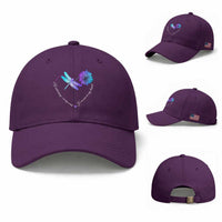 Suicide Prevention Awareness Baseball Cap He Will Always On My Mind Forever In My Heart Dragonfly Flower