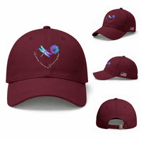 Suicide Prevention Awareness Baseball Cap He Will Always On My Mind Forever In My Heart Dragonfly Flower