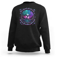 Suicide Prevention Awareness Sweatshirt Rise Against All The Odds Teal And Purple Tree Butterfly - Wonder Print Shop