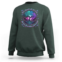 Suicide Prevention Awareness Sweatshirt Rise Against All The Odds Teal And Purple Tree Butterfly - Wonder Print Shop