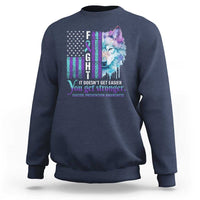 Suicide Prevention Awareness Sweatshirt Fight It Doesn't Get Easier You Get Stronger Wolf American Flag - Wonder Print Shop