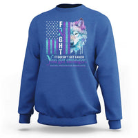 Suicide Prevention Awareness Sweatshirt Fight It Doesn't Get Easier You Get Stronger Wolf American Flag - Wonder Print Shop