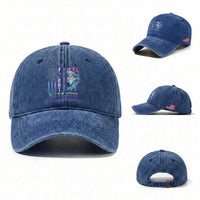Suicide Prevention Awareness Washed Cotton Baseball Cap Fight It Doesn't Get Easier You Get Stronger Wolf American Flag