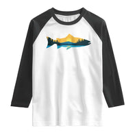 Trout Fly Fishing Outdoor Forest Mountain Nature Wildlife Fisherman Raglan Shirt - Wonder Print Shop