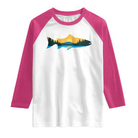 Trout Fly Fishing Outdoor Forest Mountain Nature Wildlife Fisherman Raglan Shirt - Wonder Print Shop