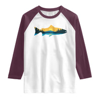 Trout Fly Fishing Outdoor Forest Mountain Nature Wildlife Fisherman Raglan Shirt - Wonder Print Shop