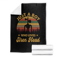 Funny Just A Boy Who Loves Siren Head Throw Blanket Supernatural Cryptid Retro Monster - Wonder Print Shop