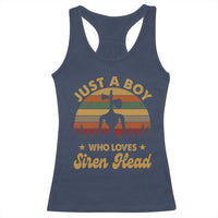 Funny Just A Boy Who Loves Siren Head Racerback Tank Top Supernatural Cryptid Retro Monster - Wonder Print Shop