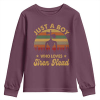 Funny Just A Boy Who Loves Siren Head Youth Sweatshirt Supernatural Cryptid Retro Monster - Wonder Print Shop