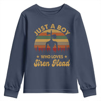 Funny Just A Boy Who Loves Siren Head Youth Sweatshirt Supernatural Cryptid Retro Monster - Wonder Print Shop