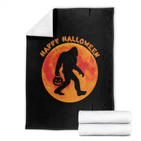 Funny Halloween Bigfoot Throw Blanket Sasquatch Full Moon Jack O Lantern - Wonder Print Shop