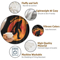 Funny Halloween Bigfoot Throw Blanket Sasquatch Full Moon Jack O Lantern - Wonder Print Shop