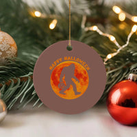 Funny Halloween Bigfoot Ceramic Ornament Sasquatch Full Moon Jack O Lantern - Wonder Print Shop